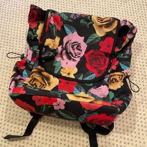 Vera Bradley backpack with colorful rose and butterfly design